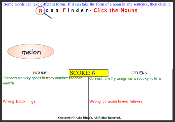 Noun finder | Recurso educativo 35025