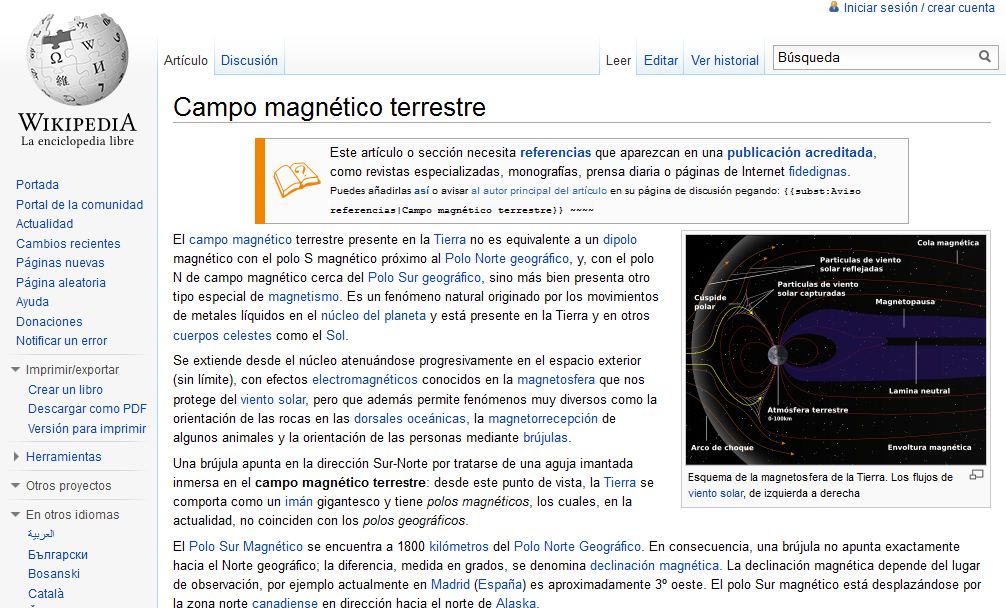 Campo magnético terrestre | Recurso educativo 36482