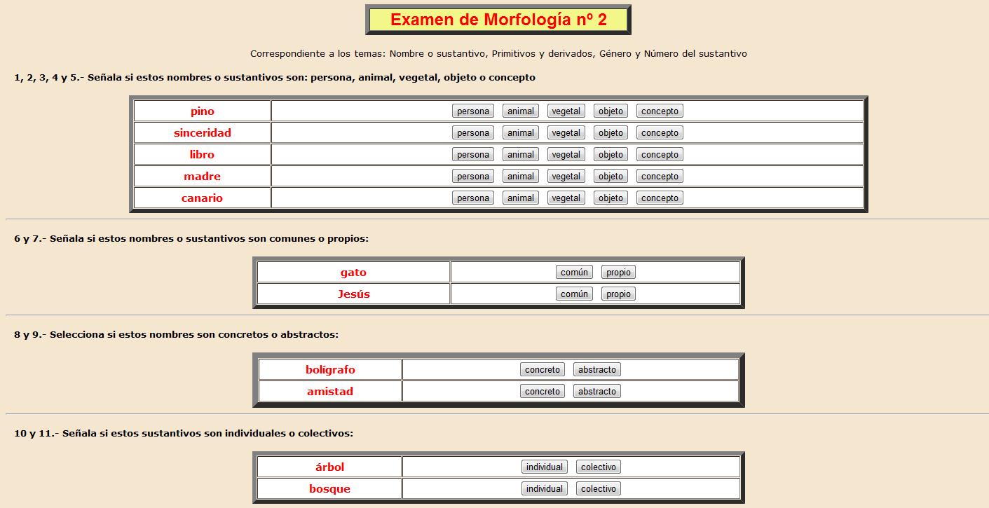 Examen de Morfología nº 2 | Recurso educativo 36854