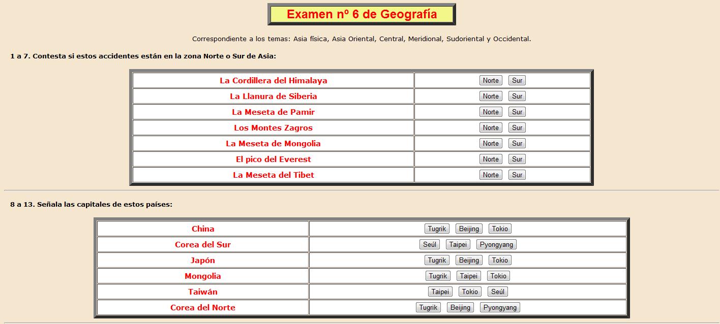 Examen de Geografía (6) | Recurso educativo 37332