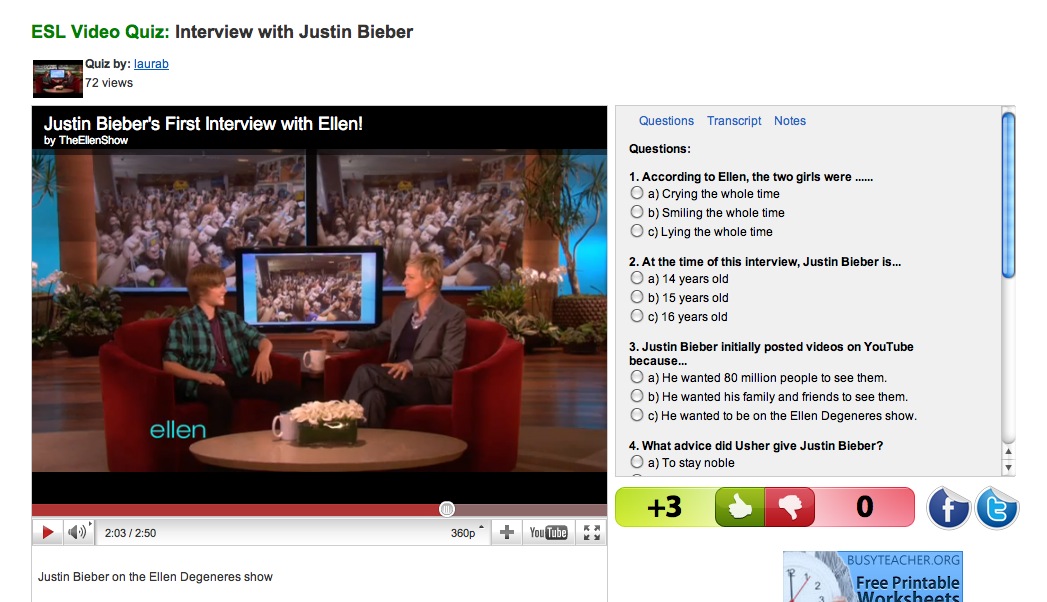 Video: Interview with Justin Bieber | Recurso educativo 38831