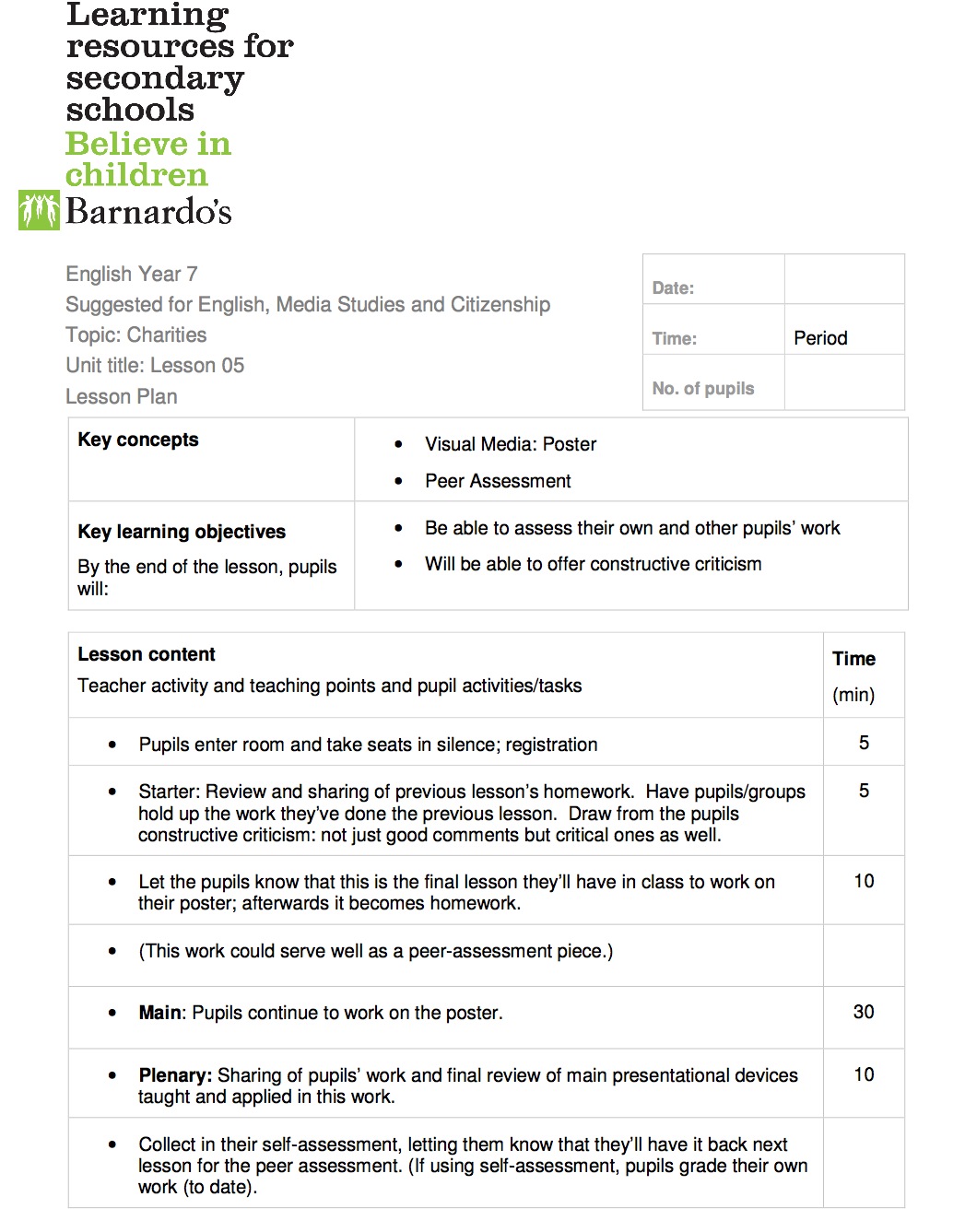 Lesson 5: Create your own poster for Barnardo's continued | Recurso educativo 39293